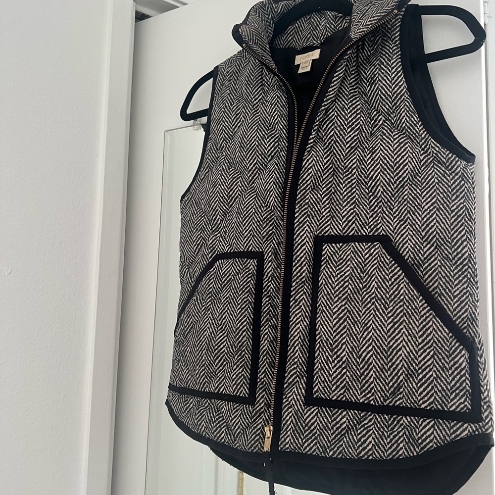J crew Black and White Herringbone Vest
